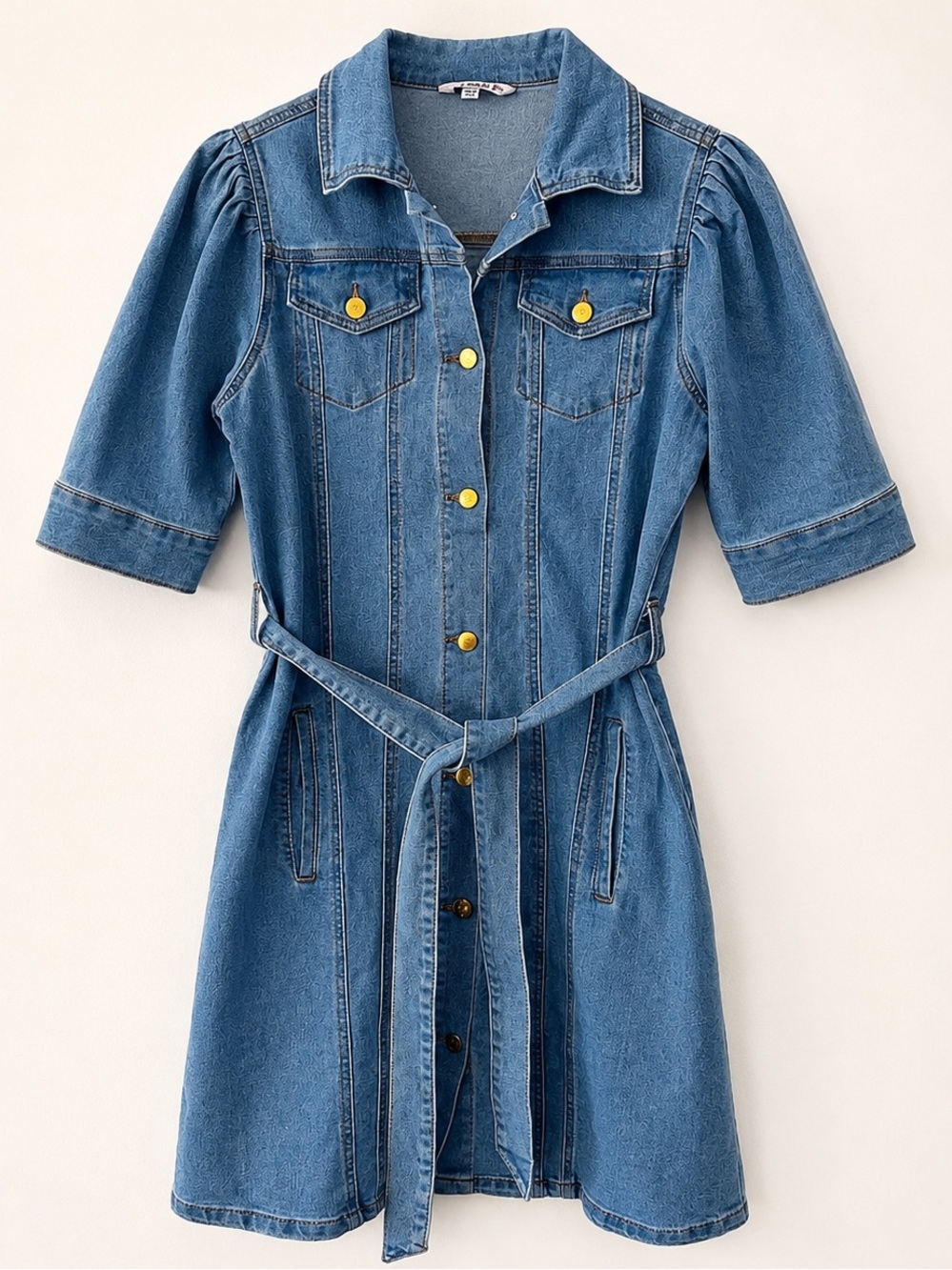 Nanette Lepore NWT Denim Shirt Dress Puff Sleeve Belted Size 4
